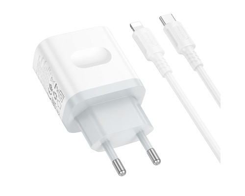 Мережевий зарядний пристрій з кабелем BOROFONE BA99A Breeze single port PD20W charger set(C to iP) White (6941991121364)