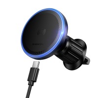 Автотримач для телефона BOROFONE BH224 Flash magnetic wireless fast charging car holder (air outlet) Black (6941991126918)