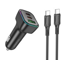 Автомобільний зарядний пристрій BOROFONE BZ28C Trophie PD60W(2C1A) car charger set(C to C) Black (6941991110894)