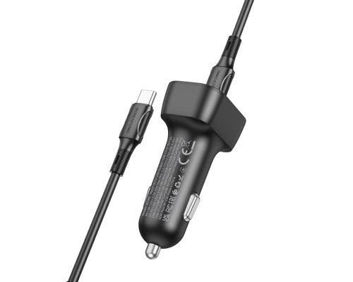 Автомобільний зарядний пристрій BOROFONE BZ28C Trophie PD60W(2C1A) car charger set(C to C) Black (6941991110894)