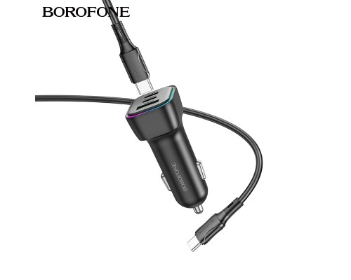 Автомобільний зарядний пристрій BOROFONE BZ28C Trophie PD60W(2C1A) car charger set(C to C) Black (6941991110894)