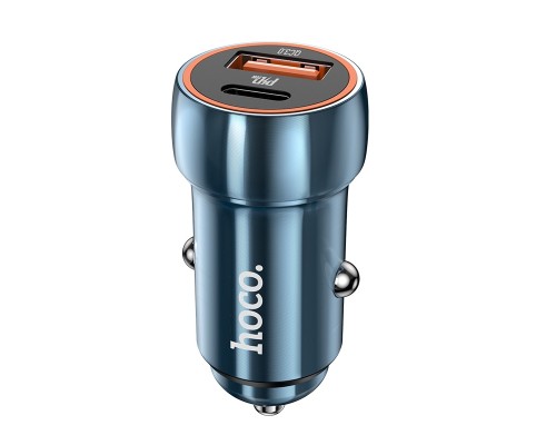 Автомобільний зарядний пристрій HOCO Z46A Blue whale PD20W+QC3.0 car charger Sapphire Blue (6931474770349)