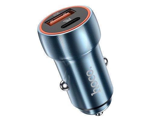 Автомобільний зарядний пристрій HOCO Z46A Blue whale PD20W+QC3.0 car charger Sapphire Blue (6931474770349)