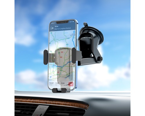 Автотримач для телефона HOCO CA104 vertical and horizontal telescopic gravity vehicle holder Black Metal Gray (6931474766236)