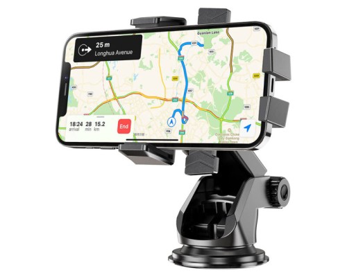 Автотримач для телефона HOCO CA83 David one-button center console car holder Black (6931474748423)