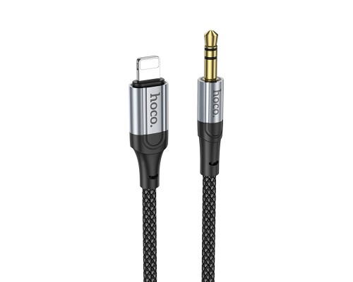 Аудiокабель HOCO UPA26 iP to 3.5mm male, nylon braid, 1m, Black (6942007608817)