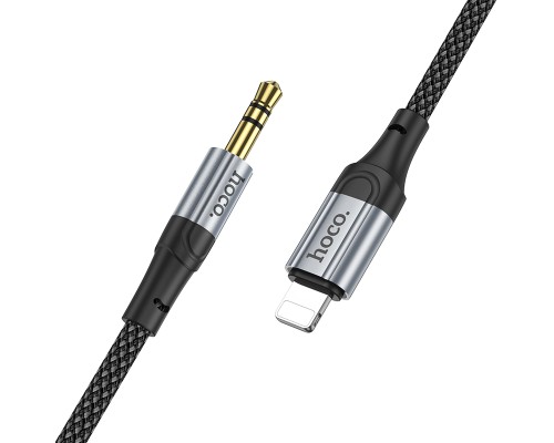 Аудiокабель HOCO UPA26 iP to 3.5mm male, nylon braid, 1m, Black (6942007608817)