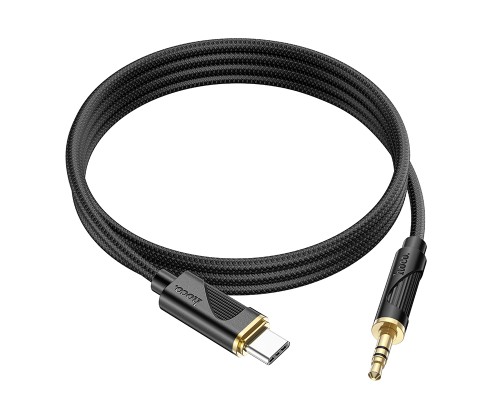 Аудiокабель HOCO UPA30 Type-C to 3.5mm male, nylon braid, 1m, Black (6942007625524)