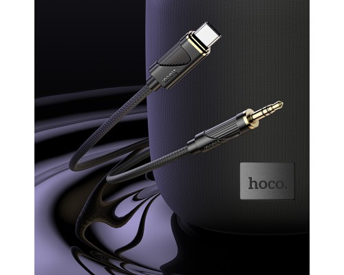 Аудiокабель HOCO UPA30 Type-C to 3.5mm male, nylon braid, 1m, Black (6942007625524)