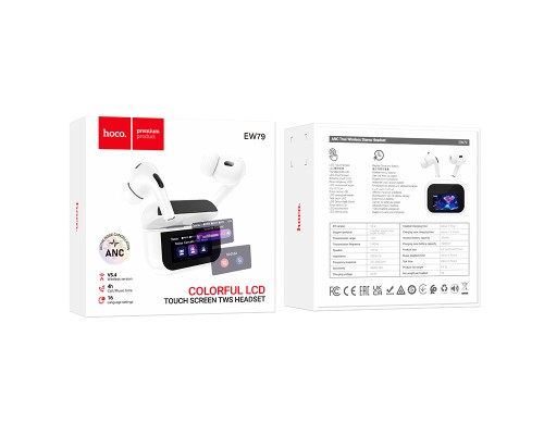 Бездротові навушники HOCO EW79 Bright true wireless ANC touch screen BT headset White (6942007646499)