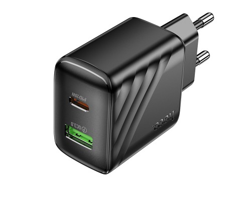 Мережевий зарядний пристрій HOCO CS25A Rico PD20W+QC3.0 charger Black (6942007639781)