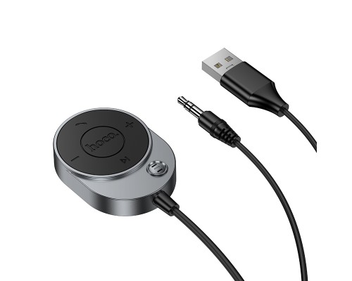 Bluetooth-ресивер HOCO E150 Path car AUX BT receiver with cable Metal Gray (6942007664196)
