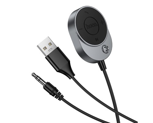 Bluetooth-ресивер HOCO E150 Path car AUX BT receiver with cable Metal Gray (6942007664196)