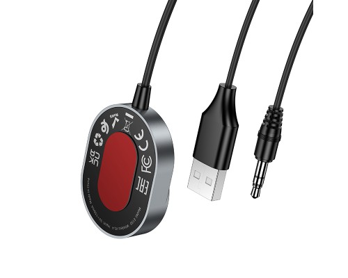 Bluetooth-ресивер HOCO E150 Path car AUX BT receiver with cable Metal Gray (6942007664196)