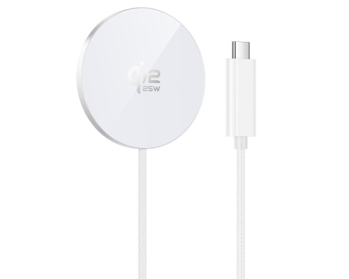 Бездротовий зарядний пристрій HOCO CW63 Pro Fast Qi2.2 magnetic wireless fast charger White (6942007676953)