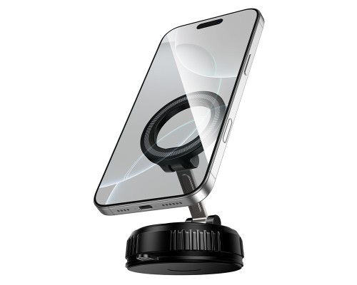 Автотримач для телефона HOCO H105 Journey magnetic car holder with suction cup(multi-scene) Black Orange (6942007680882)