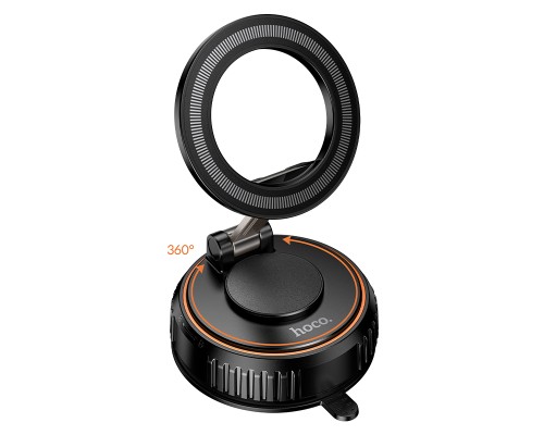 Автотримач для телефона HOCO H105 Journey magnetic car holder with suction cup(multi-scene) Black Orange (6942007680882)