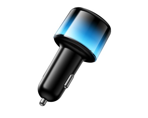 Автомобільний зарядний пристрій HOCO Z69A Vivido PD37W(2C1A) car charger with digital display Black (6942007681568)