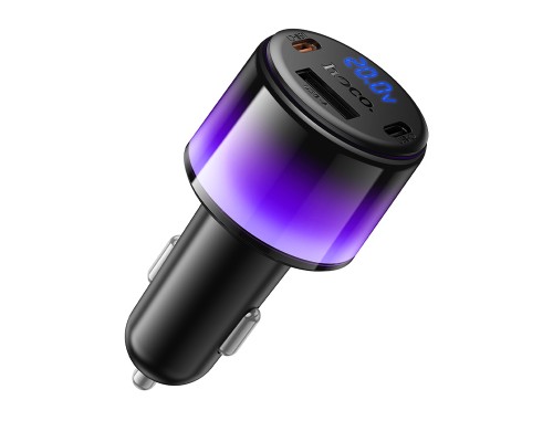 Автомобільний зарядний пристрій HOCO Z69A Vivido PD37W(2C1A) car charger with digital display Black (6942007681568)