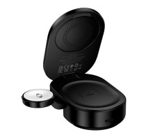 Бездротовий зарядний пристрій HOCO CQ23 Pole Qi2.2 3-in-1 magnetic wireless fast charger Black (6942007676960)
