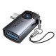 Перехідник HOCO UA46D Victory iP male/Type-C male to USB female 2-in-1 adapter (6942007675666)