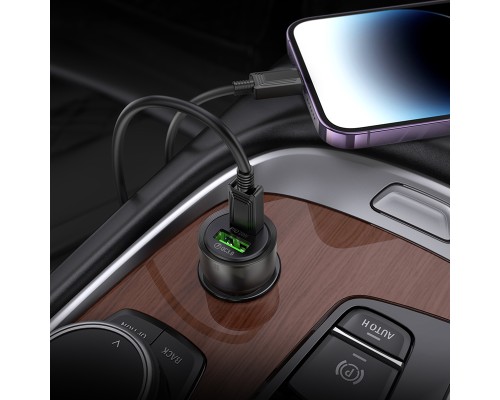 Автомобільний зарядний пристрій HOCO Z52 Spacious PD38W (1C1A) car charger Transparent Purple (6942007601757)