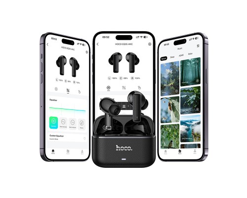 Бездротові навушники TWS HOCO EQ35 Rhyme true wireless ANC+ENC six microphones noise reduction BT headset (App) Black (6942007671811)