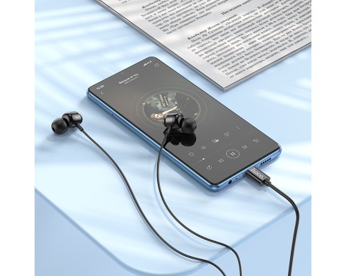 Навушники дротові HOCO M122 Power metal universal digital earphones with microphone (Type-C) Black (6942007612708)
