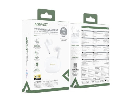 Бездротові навушники TWS ACEFAST W7,ENC, IPX4, White (6974316285892)