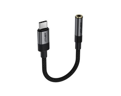 Аудіокабель ACEFAST J12 Type-C to 3.5mm female, nylon braid, 0,15m, Black (6974316285281)