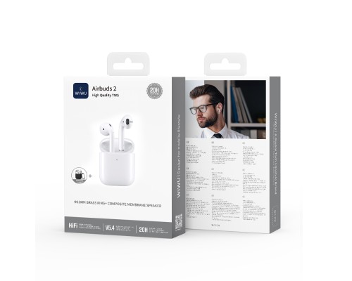 Бездротові навушники TWS WIWU Airbuds 2, ENC, White (6976975613689)