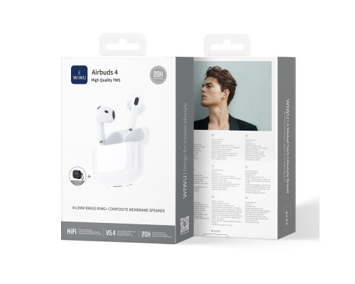 Бездротові навушники TWS WIWU Airbuds 4 (lite) White (6976975614402)