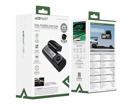 Відеореєстратор ACEFAST X2 4K dual-channel dash cam Black (6974316286486)