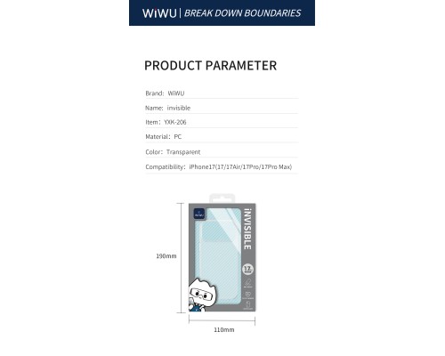 Чохол для смартфона WIWU invisible YXK-206 for iP17ProMax 6.9" (6977703657654)