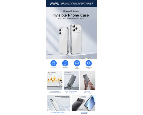 Чохол для смартфона WIWU invisible YXK-206 for iP17ProMax 6.9" (6977703657654)