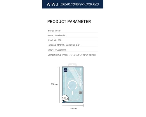 Чохол для смартфона WIWU invisible Pro YXK-207 for iP17ProMax 6.9" (6977703657937)
