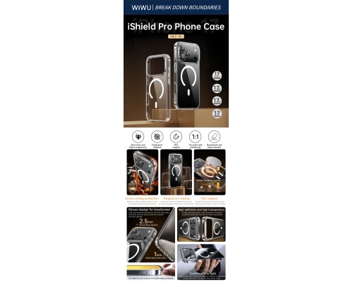 Чохол для смартфона WIWU iShield Pro MCC-101 for iP17 6.3" Transparent Black (6977703657746)
