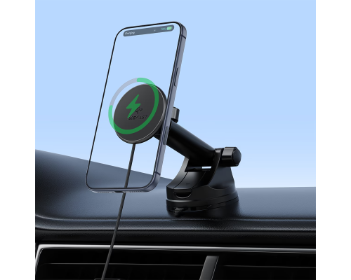 Автотримач для телефона з БЗП ACEFAST E52 QI2 25W magnetic wireless charging car holder for dashboard black (6974316287483)