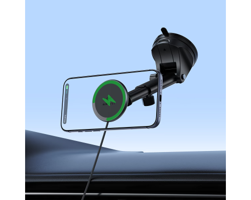 Автотримач для телефона з БЗП ACEFAST E52 QI2 25W magnetic wireless charging car holder for dashboard black (6974316287483)