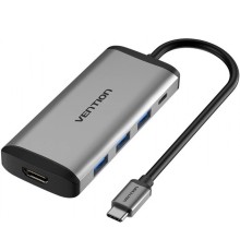 Хаб Vention Type-C to HDMI/USB3.0*3/PD Converter 0.15M Gray Metal Type (CNBHB) (CNBHB)