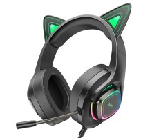 Навушники HOCO W107 Cute cat luminous cat ear gaming headphones Elf Cat (6931474791269) 