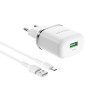 Мережевий зарядний пристрій BOROFONE BA36A High speed single port QC3.0 charger set 18W(Micro) White (6931474715999)