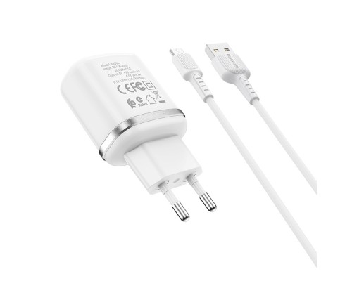 Мережевий зарядний пристрій BOROFONE BA36A High speed single port QC3.0 charger set 18W(Micro) White (BA36AMW) Мережевий зарядний пристрій BOROFONE BA36A High speed single port QC3.0 charger set 18W(Micro) White (BA36AMW)