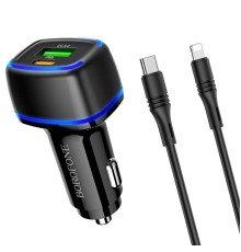 Автомобільний зарядний пристрій BOROFONE BZ14A Mercury PD20W+QC3.0 (Type-C to Lightning) Black (BZ14ACLB)