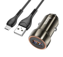 Автомобільний зарядний пристрій HOCO Z46 Blue shield single port QC3.0 18W (Micro) Metal Gray (6931474770295) 