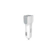 Автомобільний зарядний пристрій HOCO Z23 grand style dual-port car charger set with iP cable White (6957531078012) 