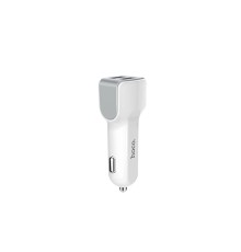 Автомобільний зарядний пристрій HOCO Z23 grand style dual-port car charger set with iP cable White (6957531078012)