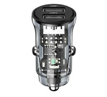Автомобільний зарядний пристрій Usams US-CC162 C31 15W Transparent Dual USB A+A Mini Car Charger (CC162CC01) 