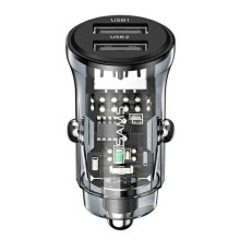 Автомобільний зарядний пристрій Usams US-CC162 C31 15W Transparent Dual USB A+A Mini Car Charger (CC162CC01)
