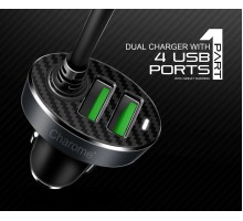 Автомобільний зарядний пристрій CHAROME C7 4-Port Front and Back Seat Car Charger Black (6974324910212) 